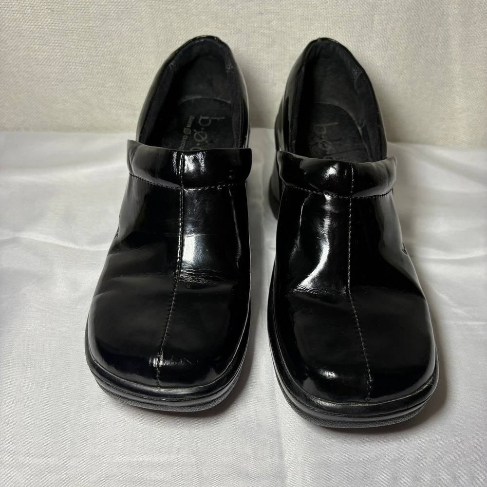 b.o.c. Born Concept Womens Black Patent Wedge‎ Clogs Slip On Shoes Size 6.5 - Picture 13 of 13